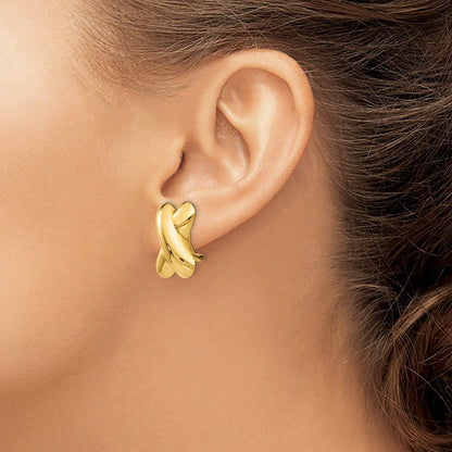 14K Gelbgold Poliert X Omega Rückseite Ohrstecker