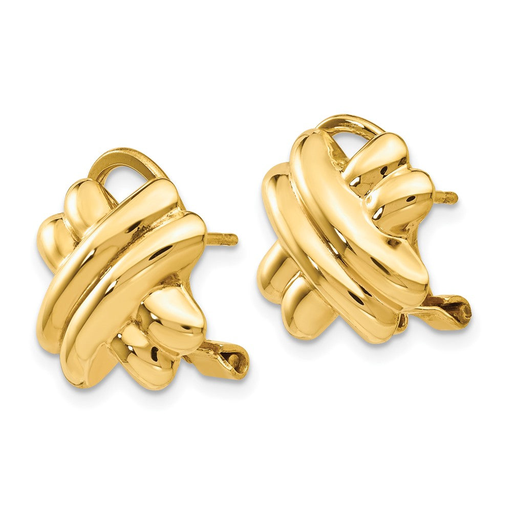 14K Gelbgold Poliert X Omega Rückseite Ohrstecker