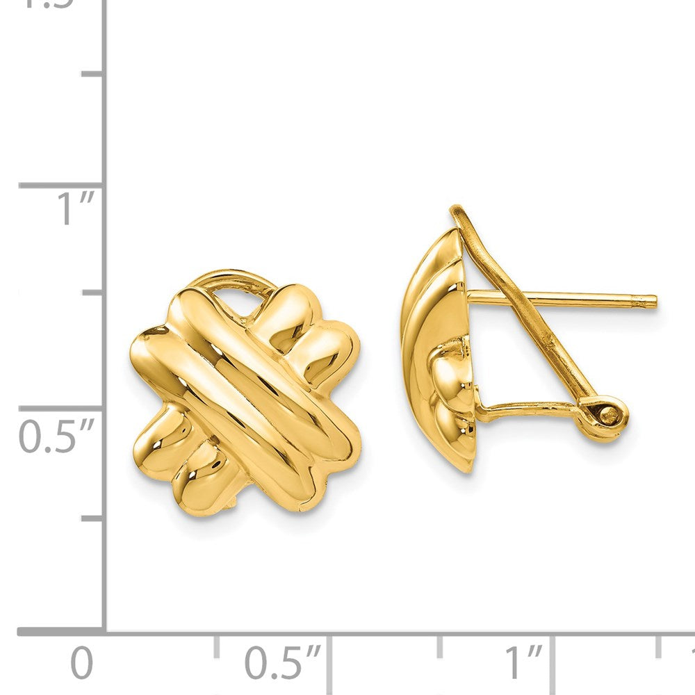 14K Gelbgold Poliert X Omega Rückseite Ohrstecker