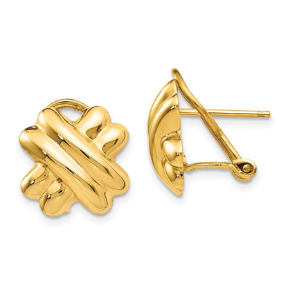 14K Gelbgold Poliert X Omega Rückseite Ohrstecker