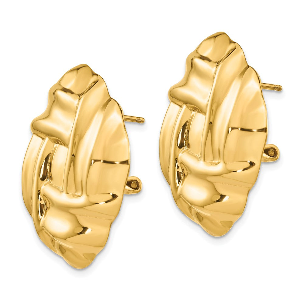 14K Gelbgold Poliert Fantasie Omega Rückseite Ohrstecker