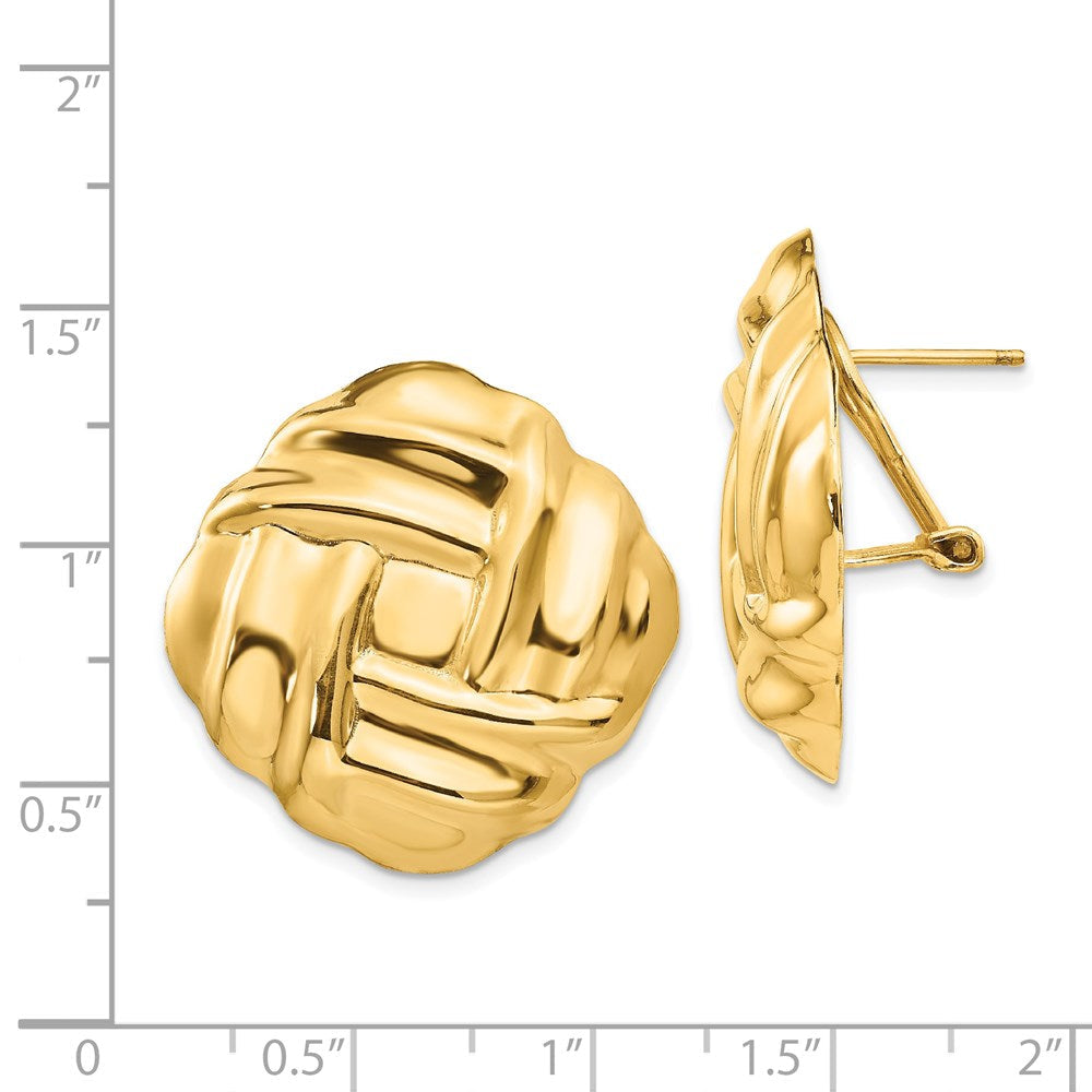 14K Gelbgold Poliert Fantasie Omega Rückseite Ohrstecker