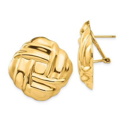 14K Gelbgold Poliert Fantasie Omega Rückseite Ohrstecker