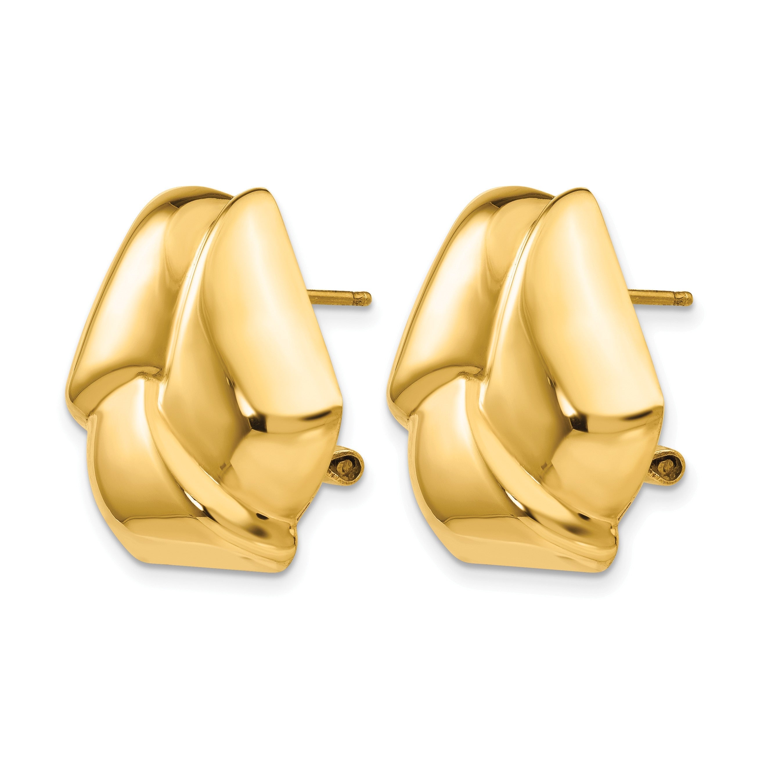 14K Gelbgold Poliert Knoten Omega Rückseite Ohrstecker