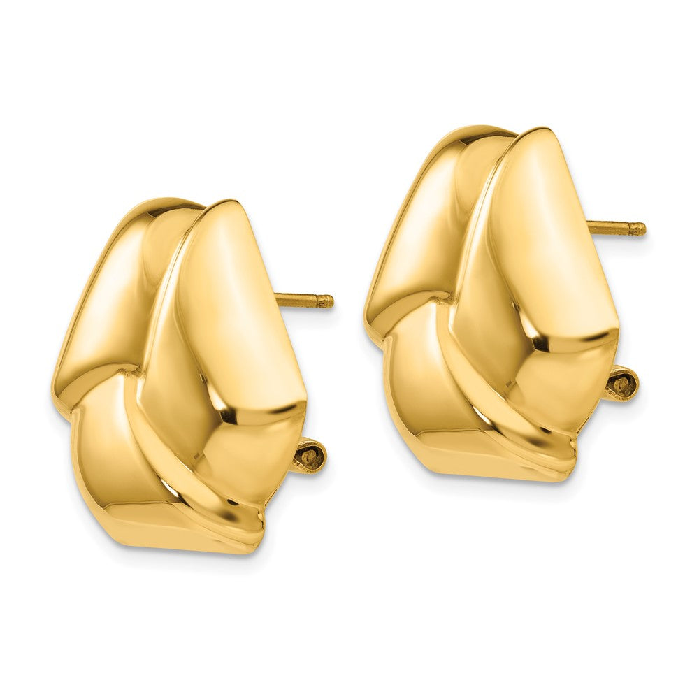 14K Gelbgold Poliert Knoten Omega Rückseite Ohrstecker