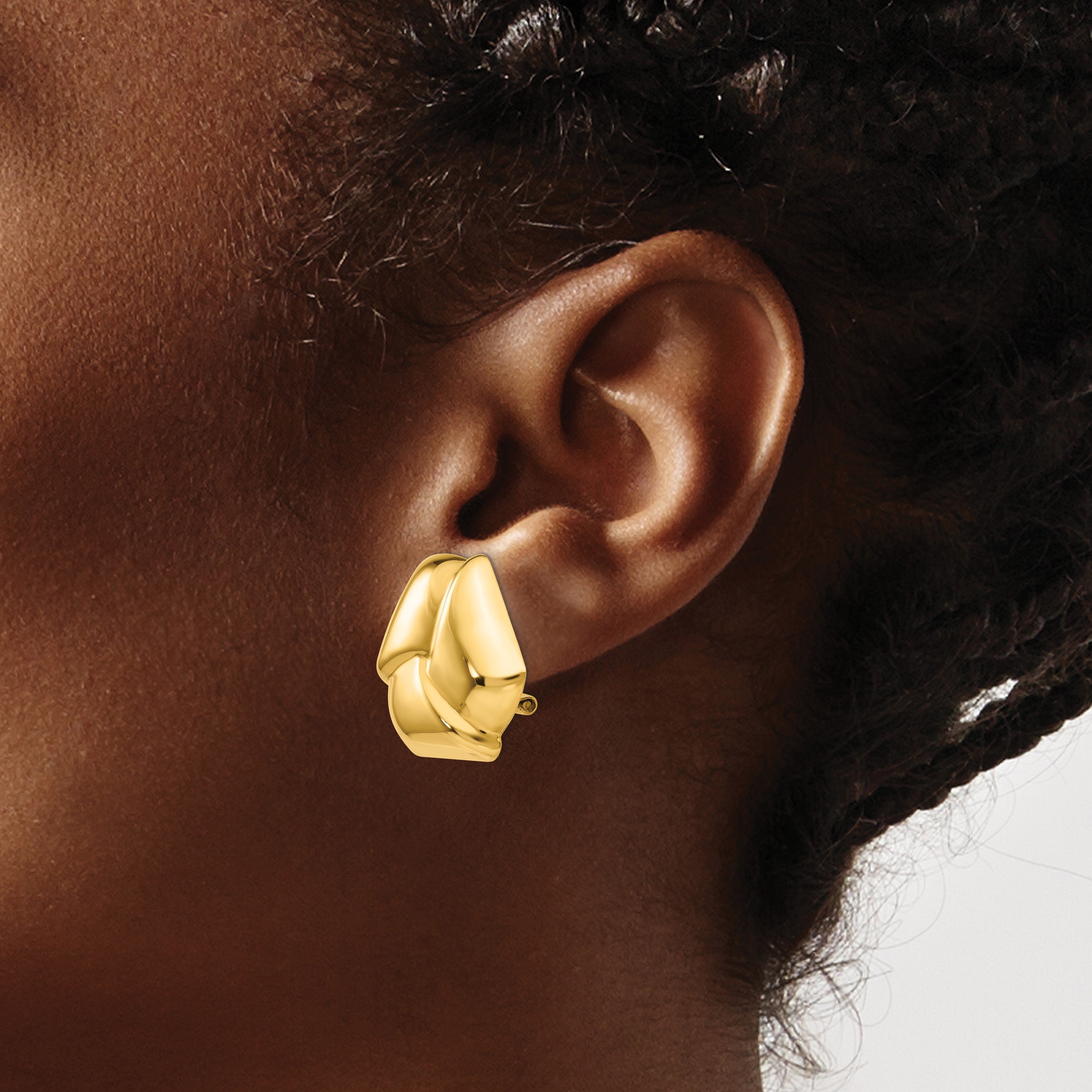 14K Gelbgold Poliert Knoten Omega Rückseite Ohrstecker