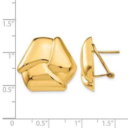 14K Gelbgold Poliert Knoten Omega Rückseite Ohrstecker