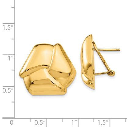 14K Gelbgold Poliert Knoten Omega Rückseite Ohrstecker