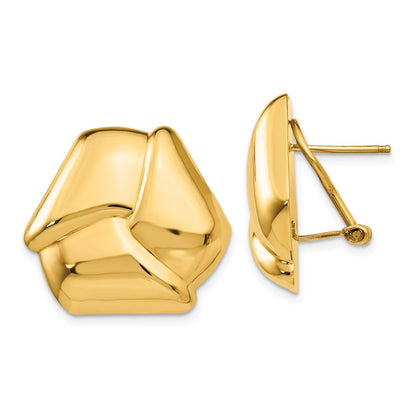 14K Gelbgold Poliert Knoten Omega Rückseite Ohrstecker