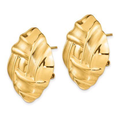14K Gelbgold Poliert & Satiniert Omega Rückseite Ohrstecker