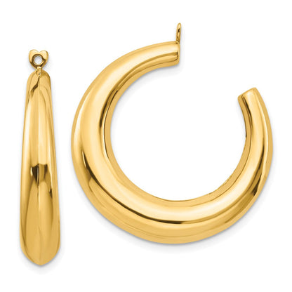14K Gelbgold Poliert Hohl Creole Ohrring Jacken