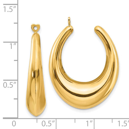 14K Gelbgold Poliert Hohl Creole Ohrring Jacken