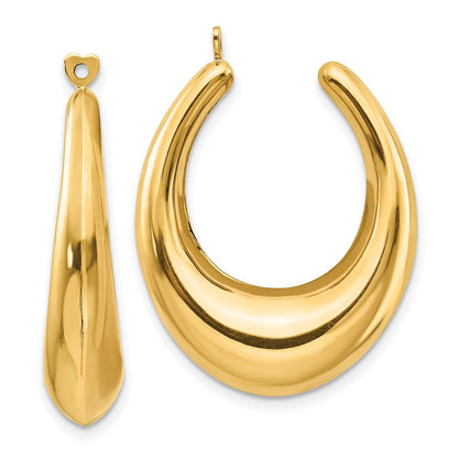 14K Gelbgold Poliert Hohl Creole Ohrring Jacken