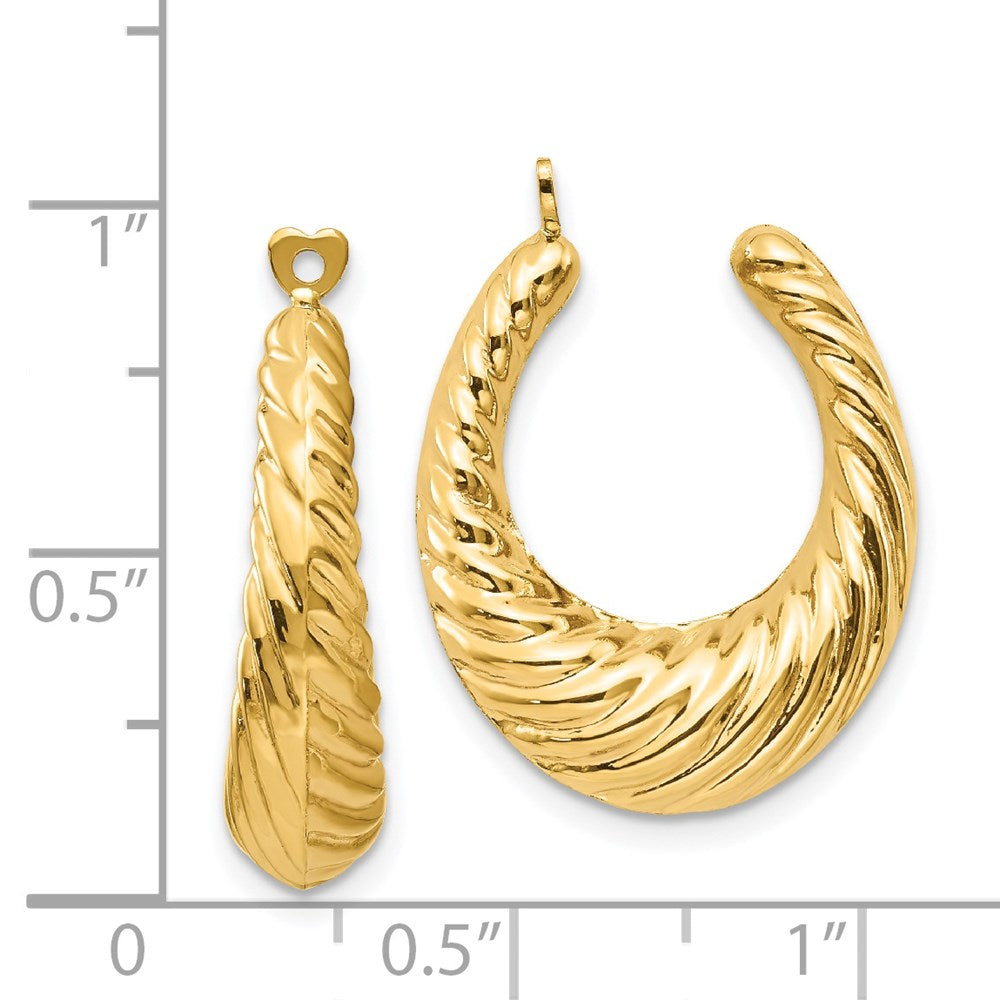 14K Gelbgold Poliert Gedreht Hohl Creole Ohrring Jacken