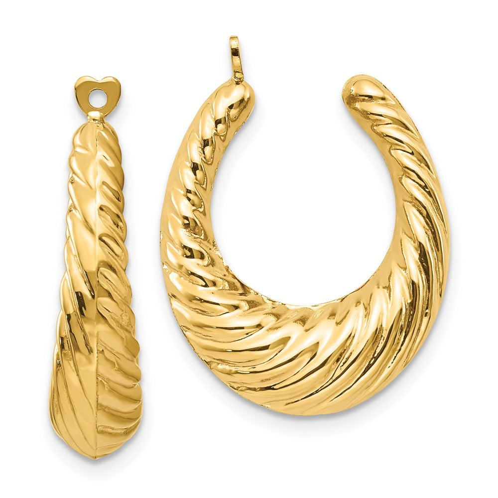 14K Gelbgold Poliert Gedreht Hohl Creole Ohrring Jacken