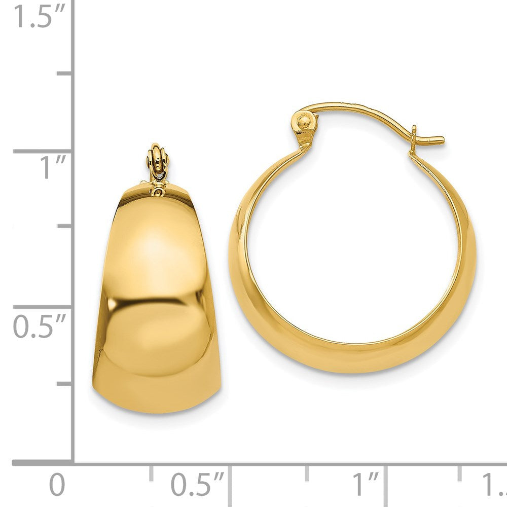 14K Gelbgold Poliert 10.5mm Verjüngt Creolen