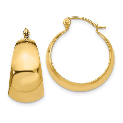 14K Gelbgold Poliert 10.5mm Verjüngt Creolen