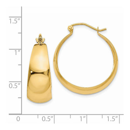 14K Gelbgold Poliert 10.5mm Verjüngt Creolen