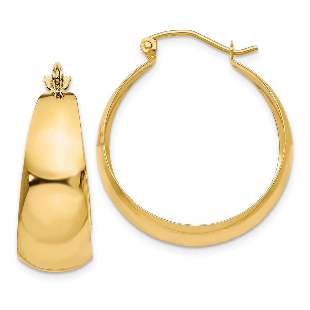 14K Gelbgold Poliert 10.5mm Verjüngt Creolen