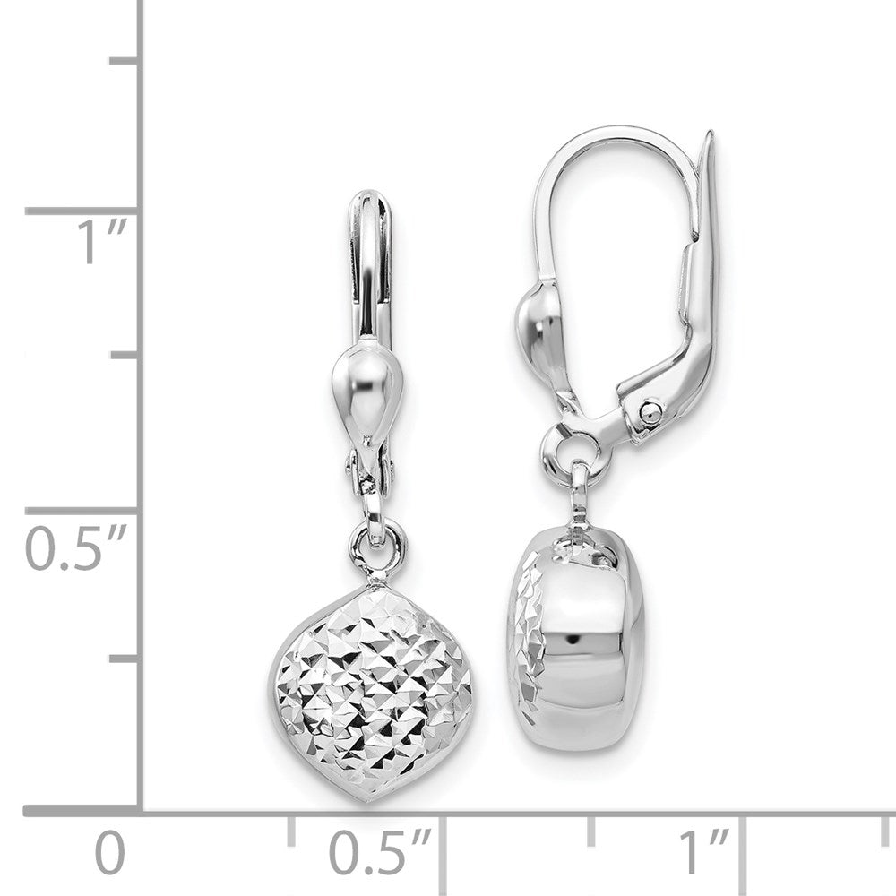 14K Weißgold Poliert Diamantiert Hängend Ohrhänger mit Brisur