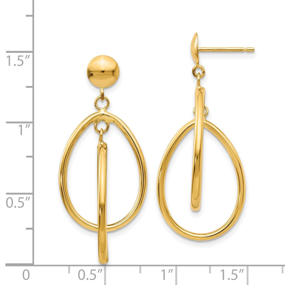 14K Gelbgold Poliert Oval Ohrhänger