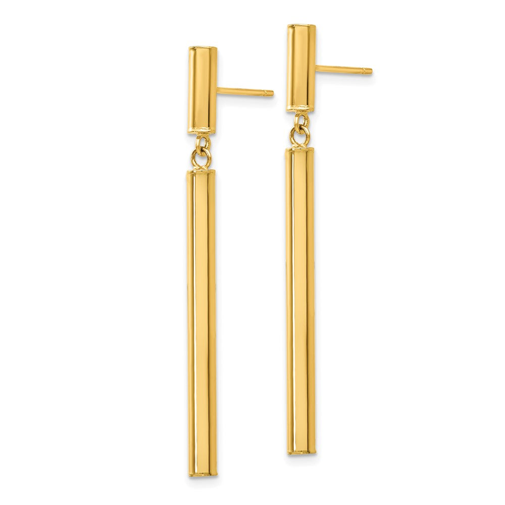 14K Gelbgold Fantasie Hängend Rund Röhre Ohrringe