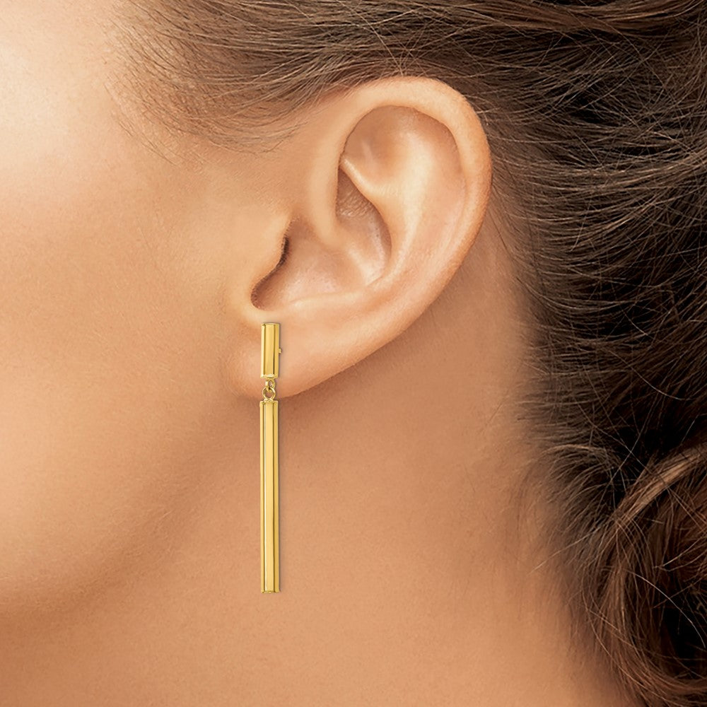14K Gelbgold Fantasie Hängend Rund Röhre Ohrringe