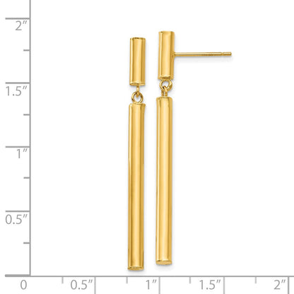14K Gelbgold Fantasie Hängend Rund Röhre Ohrringe