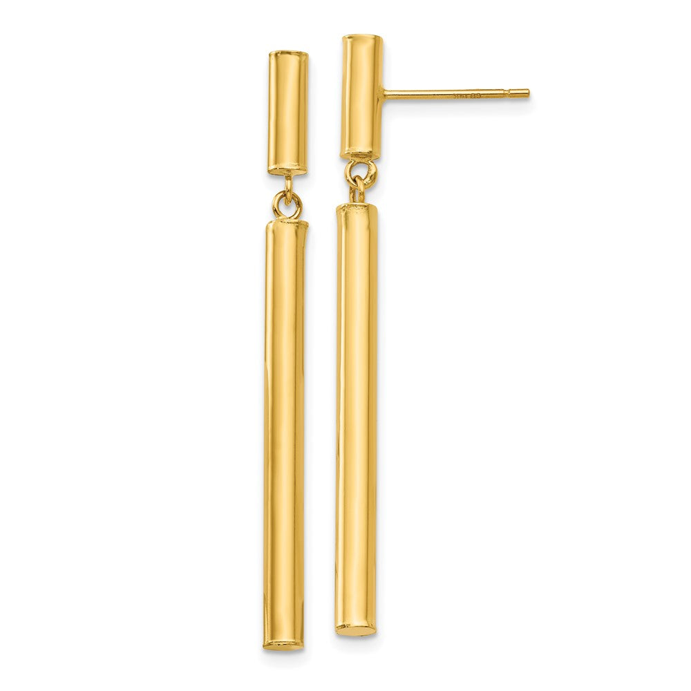14K Gelbgold Fantasie Hängend Rund Röhre Ohrringe