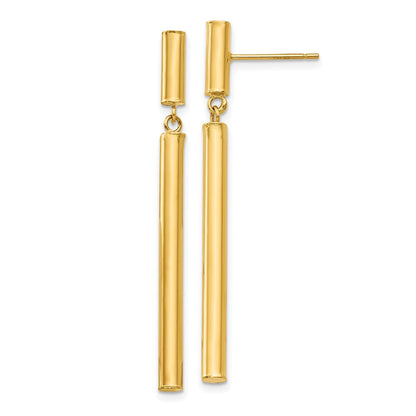 14K Gelbgold Fantasie Hängend Rund Röhre Ohrringe