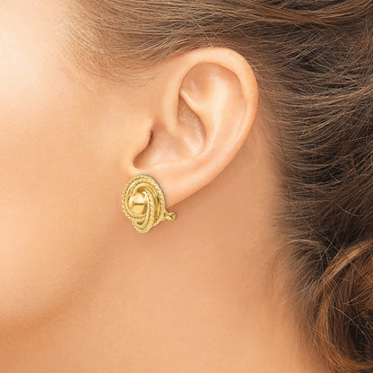14K Gelbgold Poliert & Gedreht Fantasie Omega Rückseite Ohrstecker