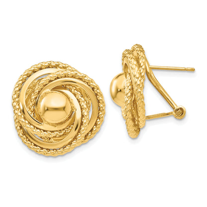 14K Gelbgold Poliert & Gedreht Fantasie Omega Rückseite Ohrstecker