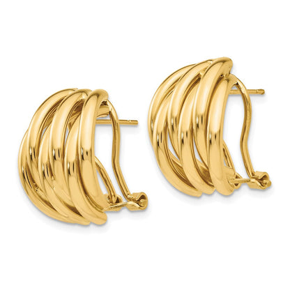14K Gelbgold Poliert Fantasie Omega Rückseite Ohrstecker