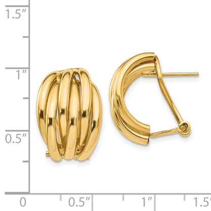 14K Gelbgold Poliert Fantasie Omega Rückseite Ohrstecker