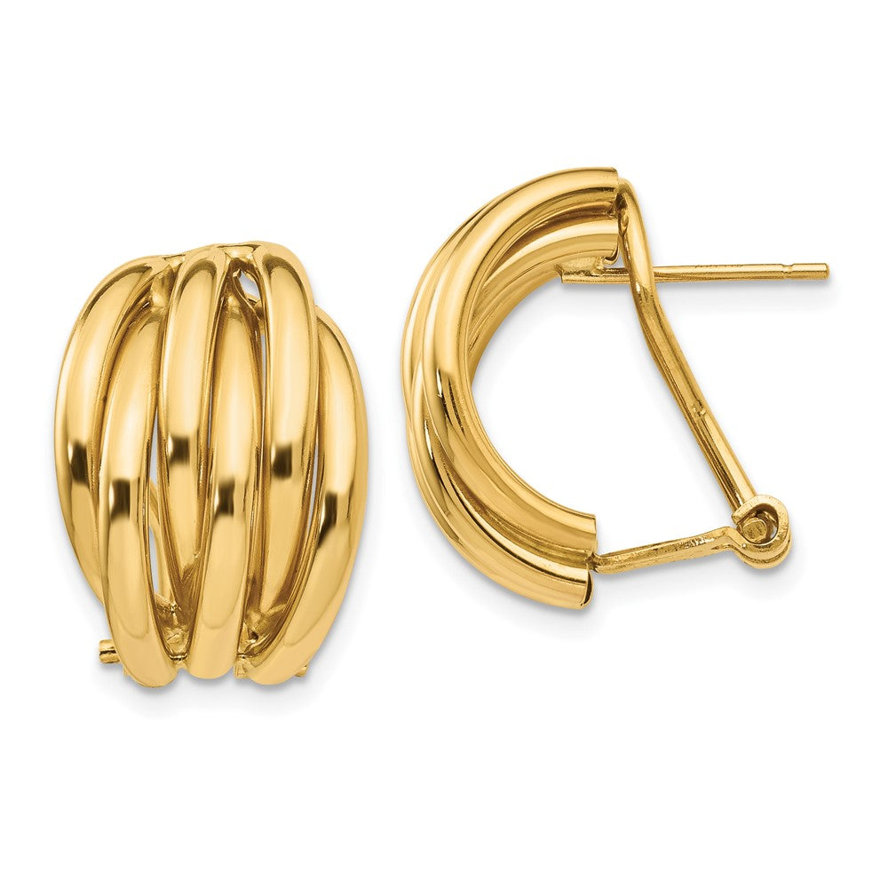 14K Gelbgold Poliert Fantasie Omega Rückseite Ohrstecker