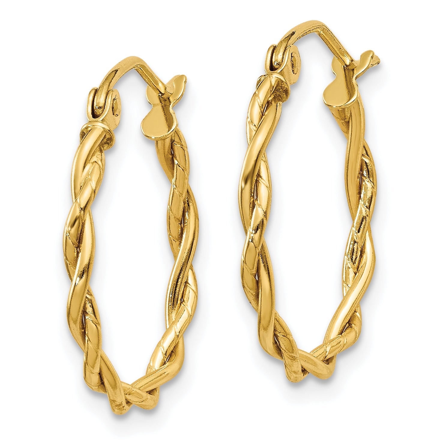 14K Gelbgold Poliert 2.25mm Gedreht Creolen