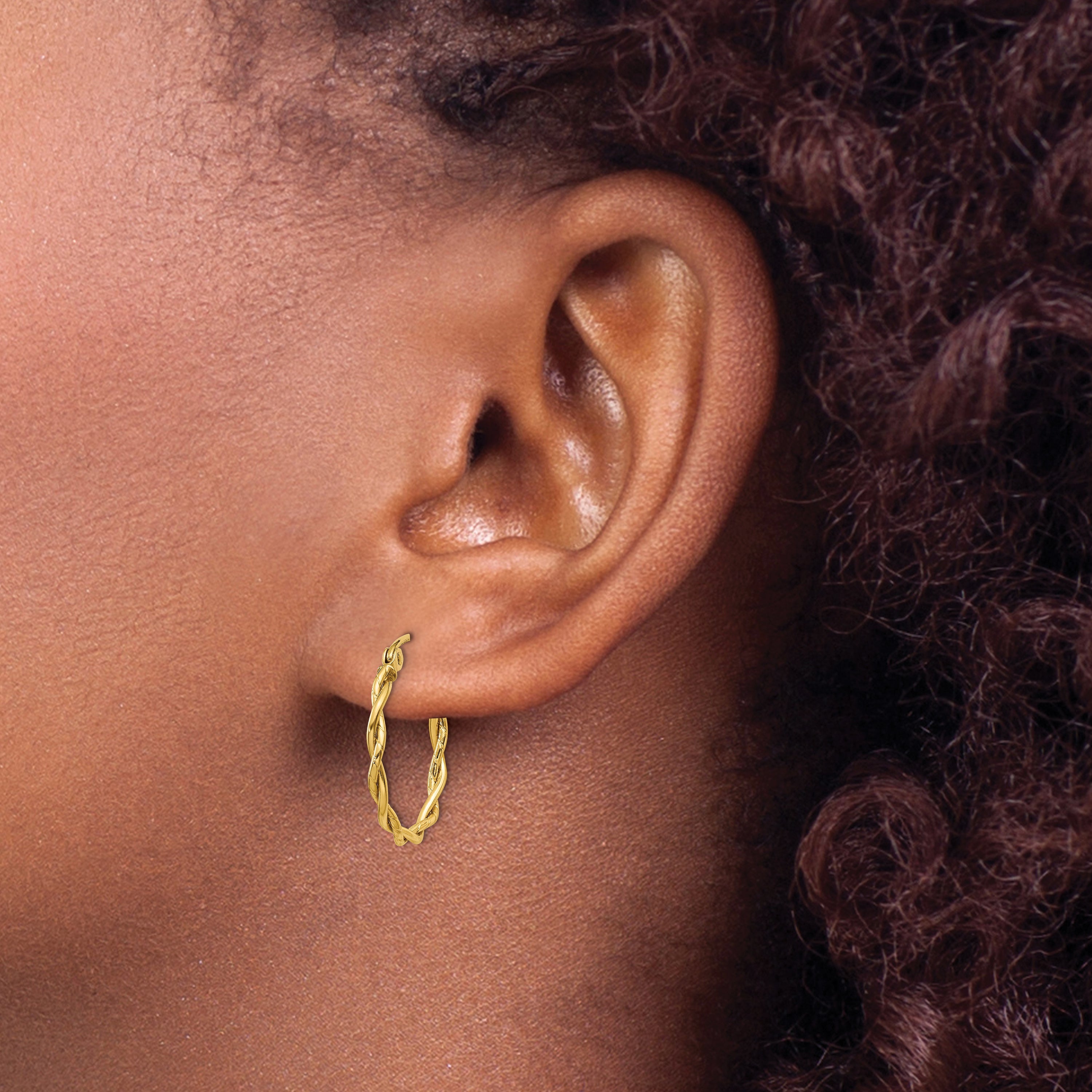 14K Gelbgold Poliert 2.25mm Gedreht Creolen