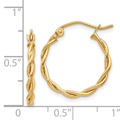 14K Gelbgold Poliert 2.25mm Gedreht Creolen