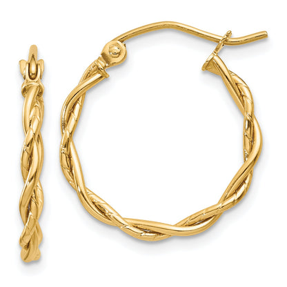 14K Gelbgold Poliert 2.25mm Gedreht Creolen