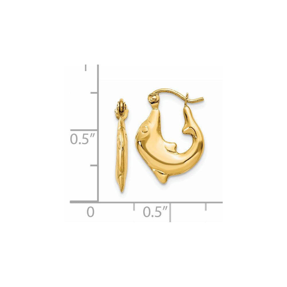14K Gelbgold Poliert Delfin Creolen