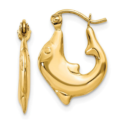14K Gelbgold Poliert Delfin Creolen