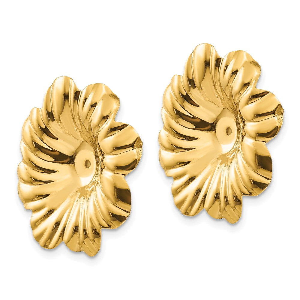 14K Gelbgold Poliert Blumen Ohrring Jacken