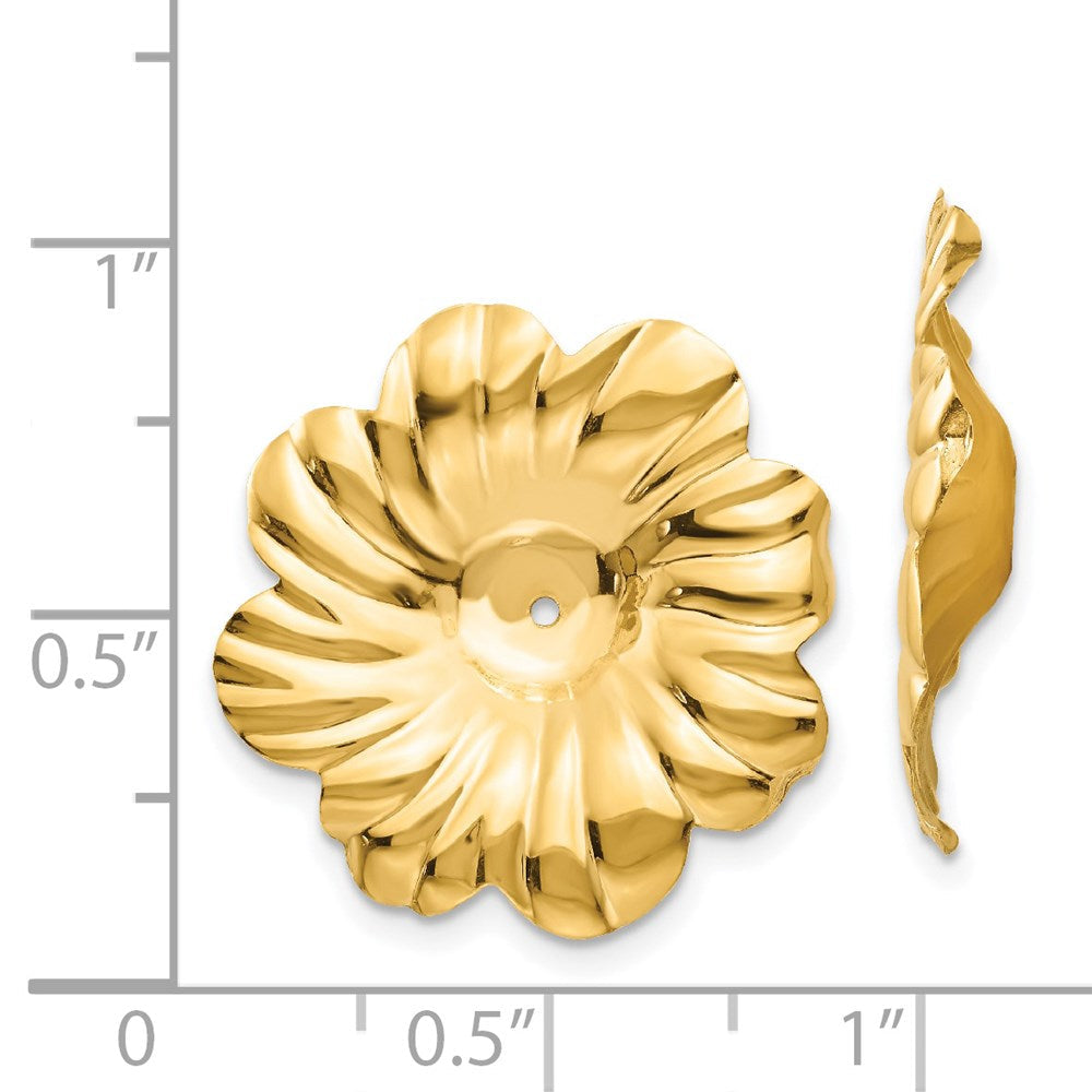14K Gelbgold Poliert Blumen Ohrring Jacken