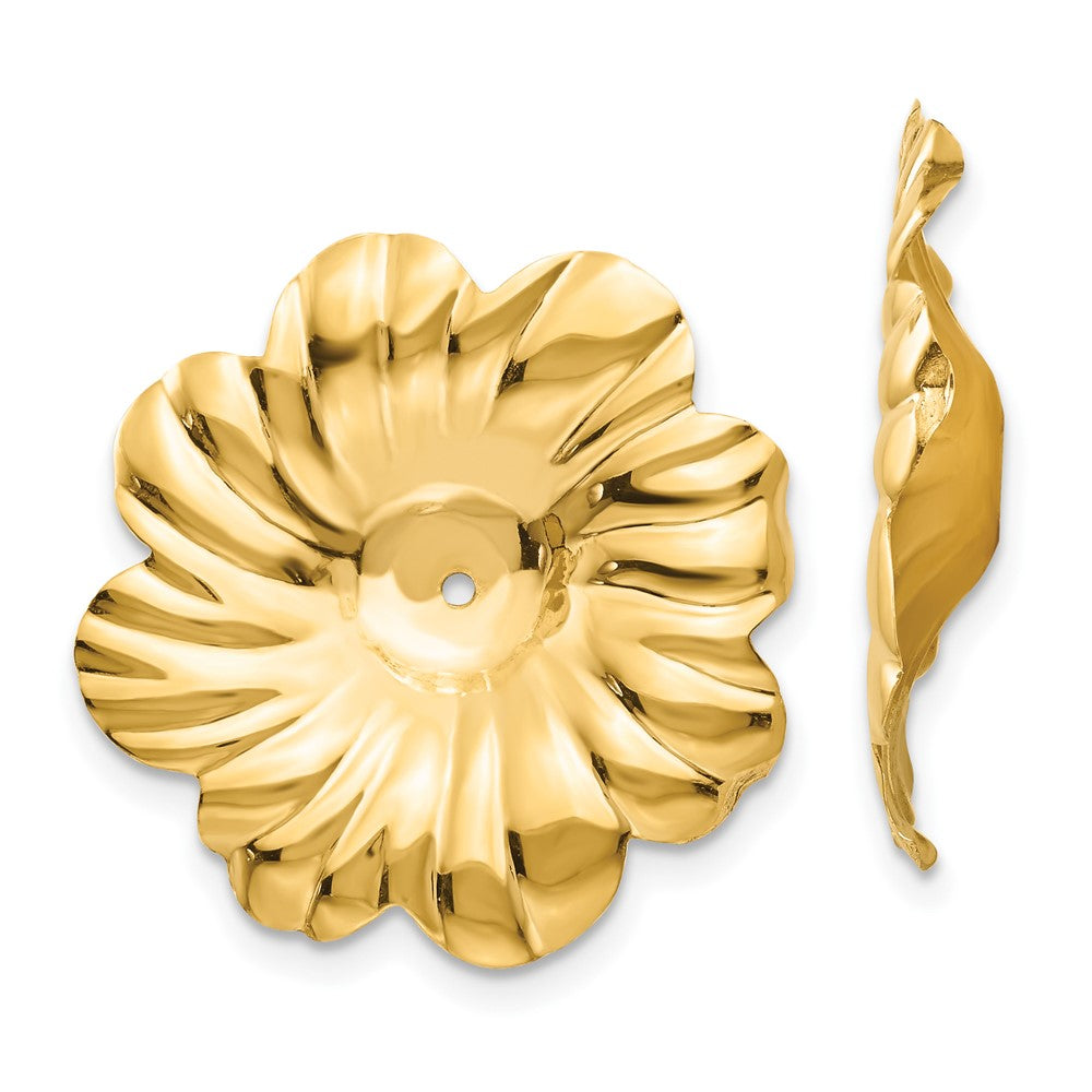 14K Gelbgold Poliert Blumen Ohrring Jacken