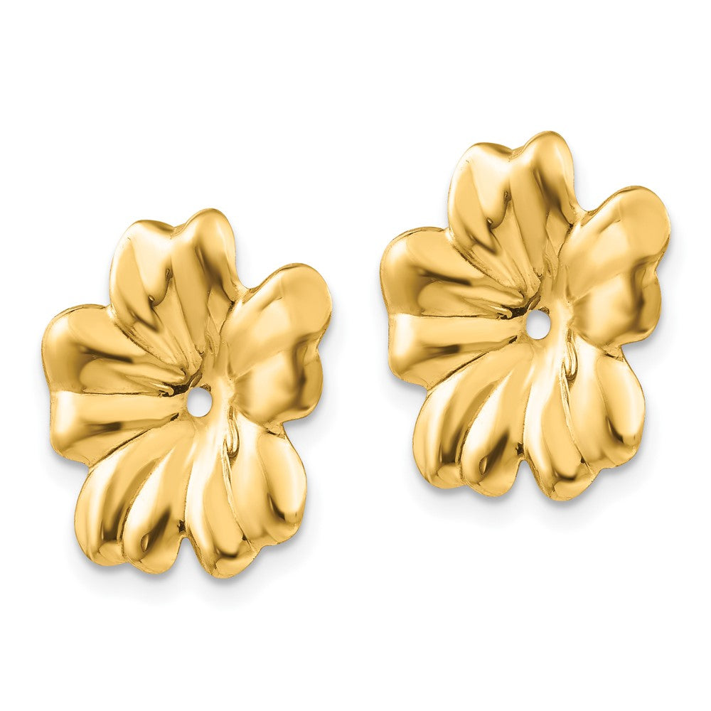 14K Gelbgold Poliert Blumen Ohrring Jacken