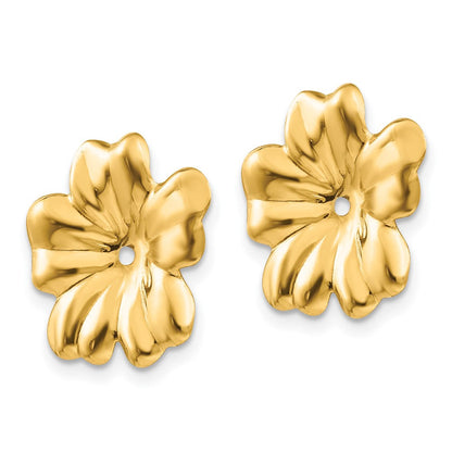 14K Gelbgold Poliert Blumen Ohrring Jacken