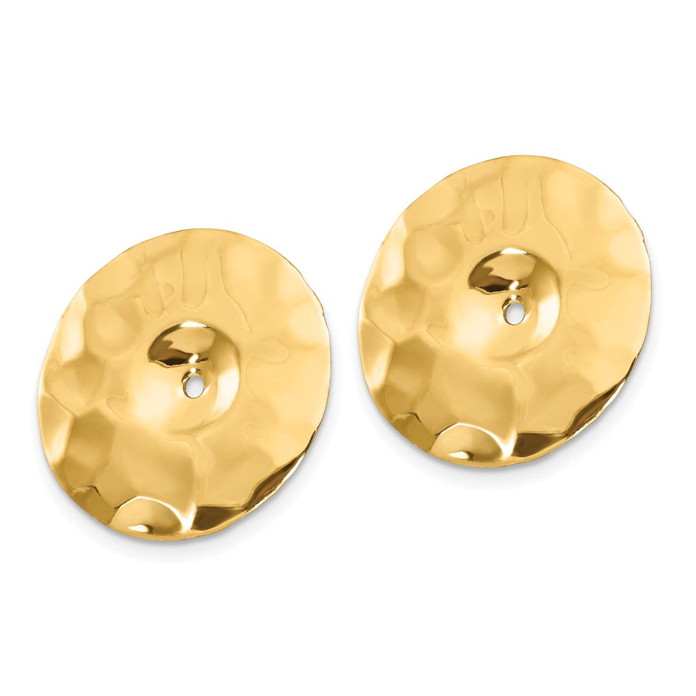 14K Gelbgold Poliert Gehämmert Plättchen Ohrring Jacken