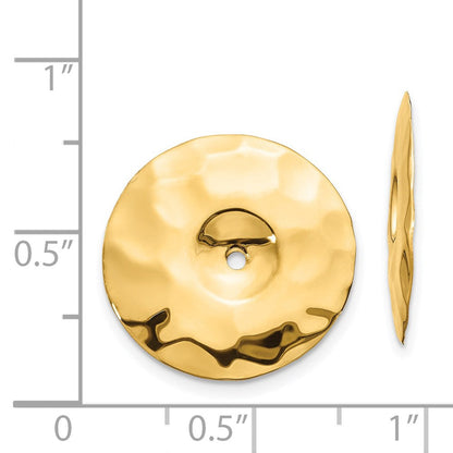 14K Gelbgold Poliert Gehämmert Plättchen Ohrring Jacken