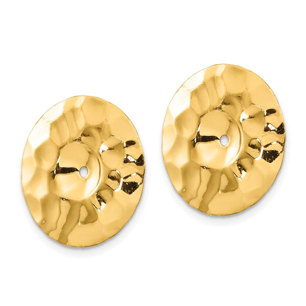 14K Gelbgold Poliert Gehämmert Plättchen Ohrring Jacken