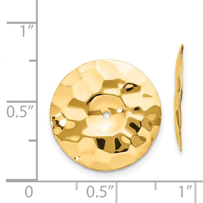 14K Gelbgold Poliert Gehämmert Plättchen Ohrring Jacken